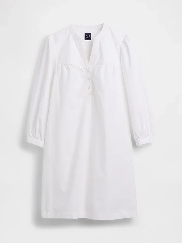 Poplin Henley Mini Dress