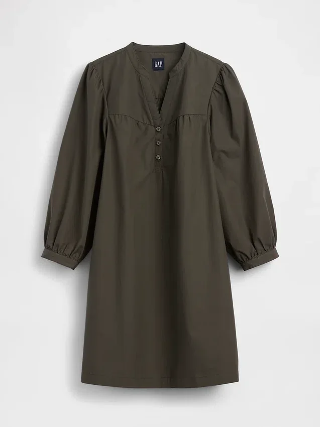 Poplin Henley Mini Dress