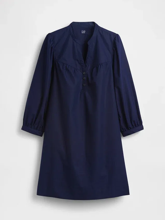 Poplin Henley Mini Dress