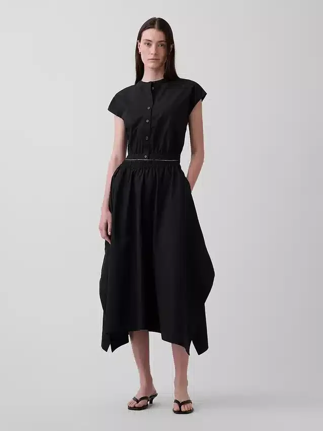 Poplin Midi Handkerchief Skirt