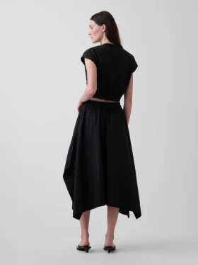 Poplin Midi Handkerchief Skirt