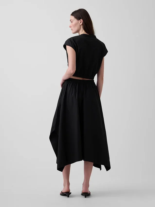Poplin Midi Handkerchief Skirt