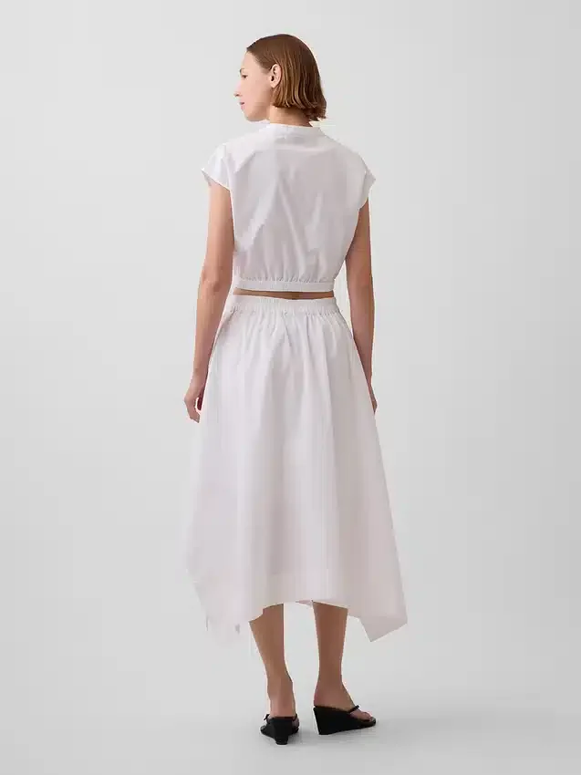Poplin Midi Handkerchief Skirt
