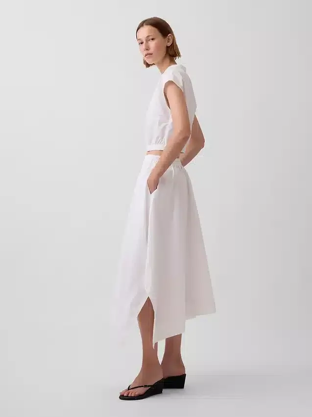 Poplin Midi Handkerchief Skirt