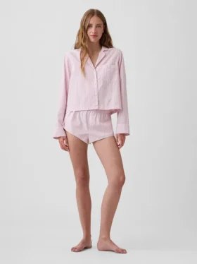 Poplin Oversized Crop Pj Shirt