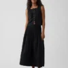 Poplin Pintuck Maxi Skirt