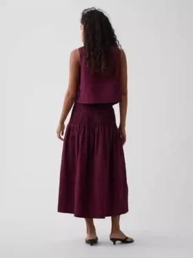 Poplin Pintuck Maxi Skirt