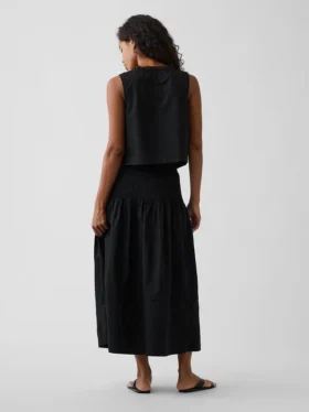 Poplin Pintuck Maxi Skirt