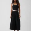 Poplin Pintuck Maxi Skirt