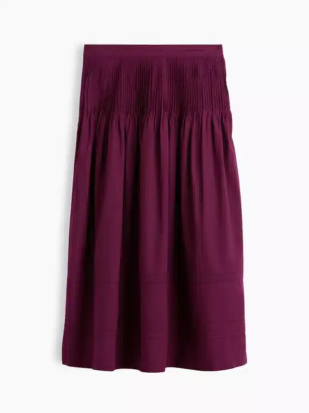 Poplin Pintuck Maxi Skirt