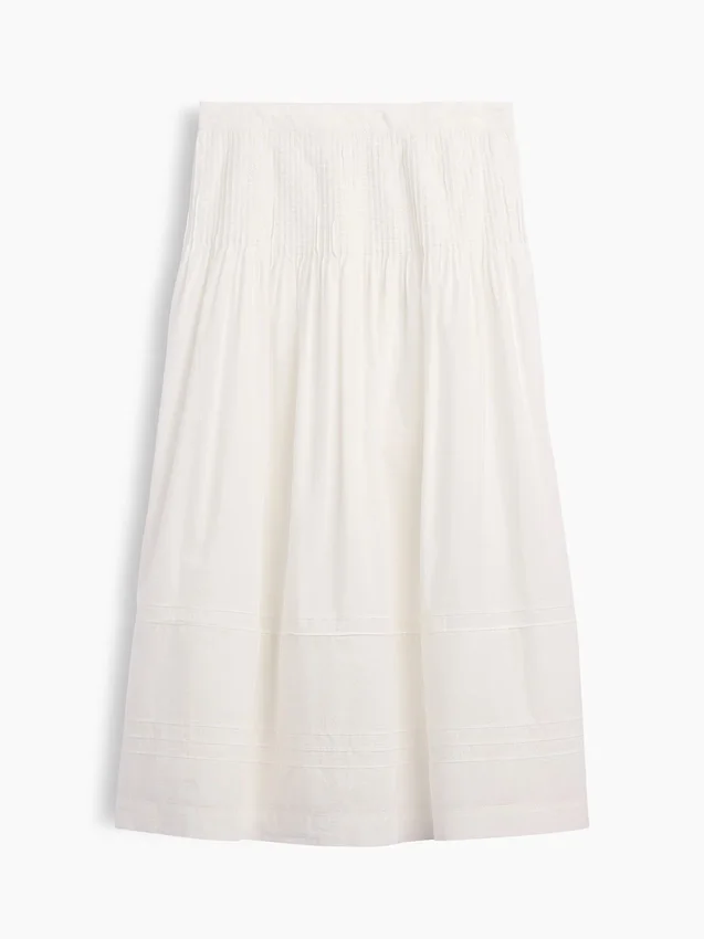 Poplin Pintuck Maxi Skirt