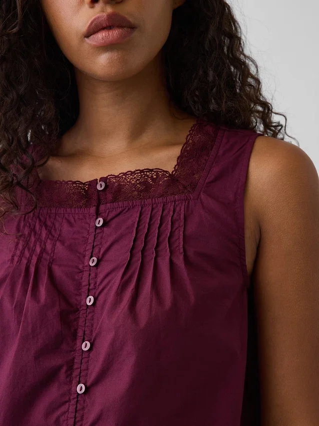 Poplin Pintuck Shell Top