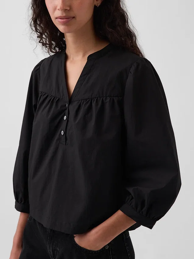 Poplin Popover Top
