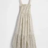 Poplin Smocked Bodice Maxi Dress