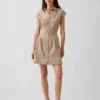 Poplin Stripe Cinched Mini Shirtdress