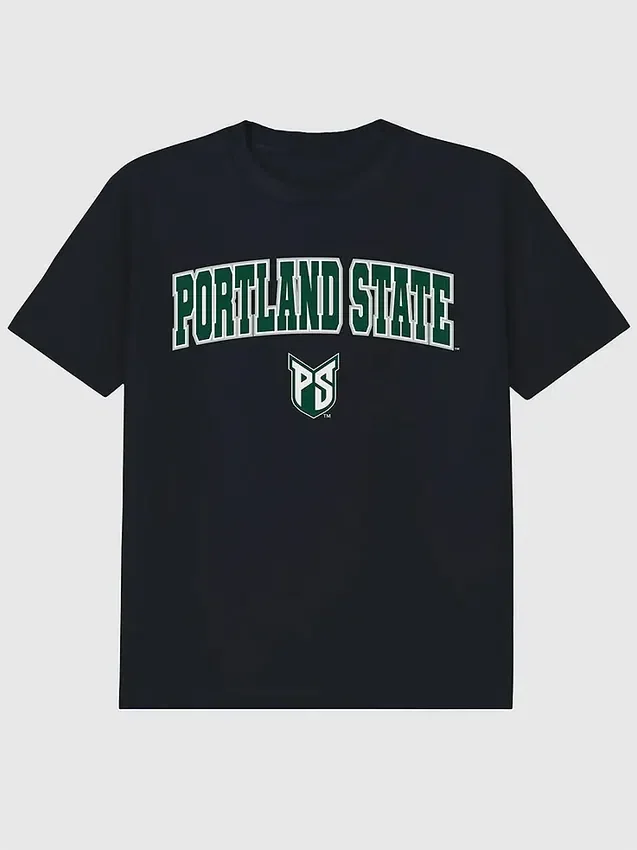 Portland State University Arch Logo Black Graphic T-Shirt
