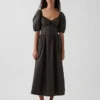 Puff-Sleeve Corset Maxi Dress