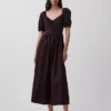 Puff-Sleeve Corset Maxi Dress