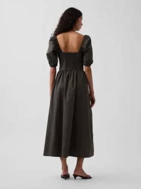 Puff-Sleeve Corset Maxi Dress