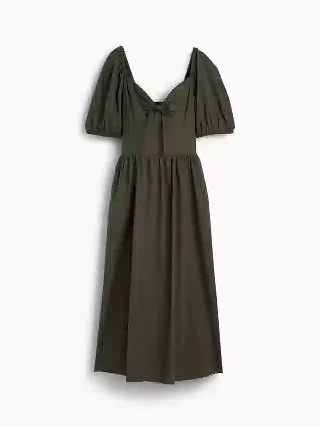 Puff-Sleeve Corset Maxi Dress
