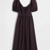 Puff-Sleeve Corset Maxi Dress