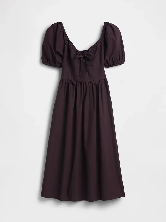 Puff-Sleeve Corset Maxi Dress