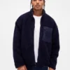 Recycled Sherpa Oversized Logo Zip Jacket