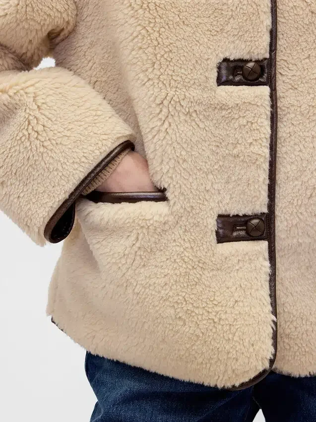 Recycled Sherpa & Vegan Leather-Trim Jacket