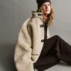 Recycled Sherpa & Vegan Leather-Trim Jacket