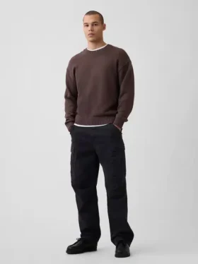 Relaxed Crewneck Crop Sweater
