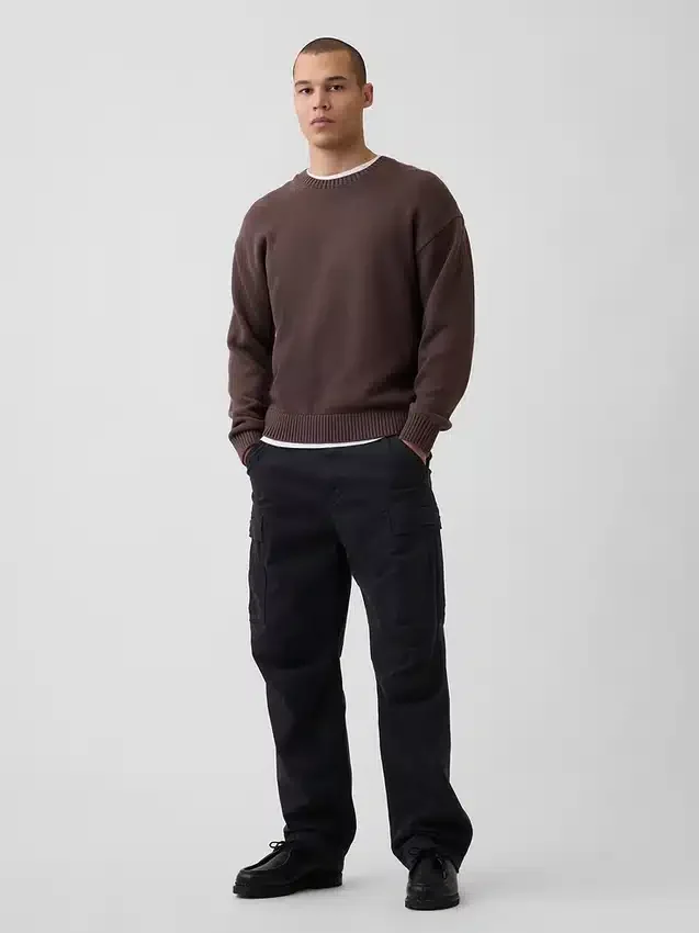 Relaxed Crewneck Crop Sweater