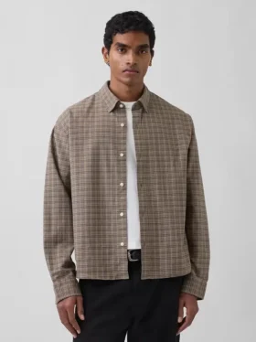 Relaxed Crop Straight-Hem Oxford Shirt