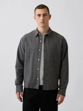 Relaxed Crop Straight-Hem Oxford Shirt