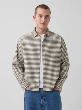 Relaxed Crop Straight-Hem Oxford Shirt