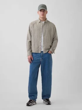 Relaxed Crop Straight-Hem Oxford Shirt
