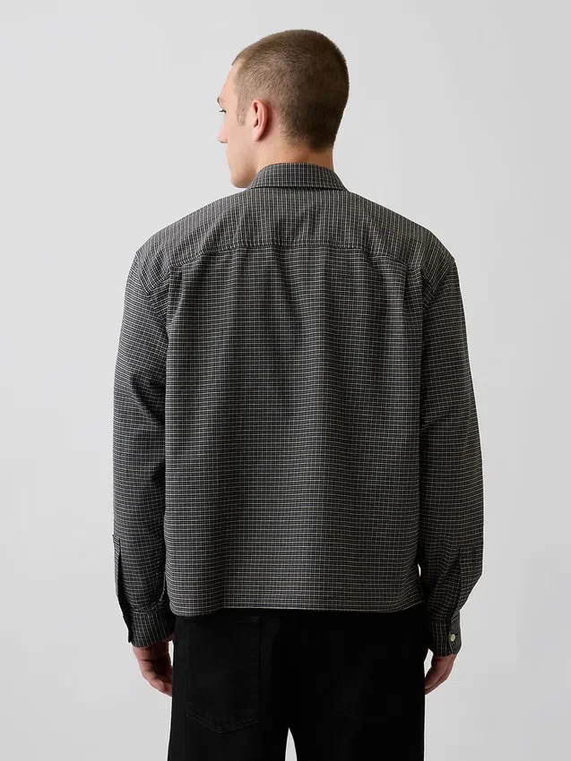 Relaxed Crop Straight-Hem Oxford Shirt