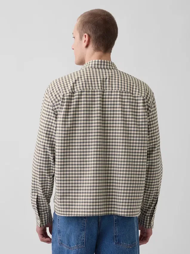 Relaxed Crop Straight-Hem Oxford Shirt