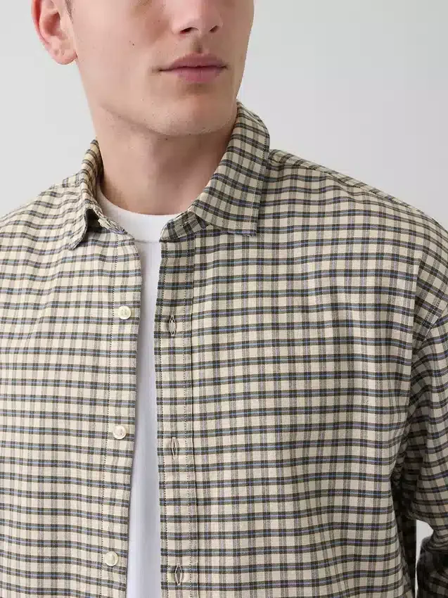 Relaxed Crop Straight-Hem Oxford Shirt