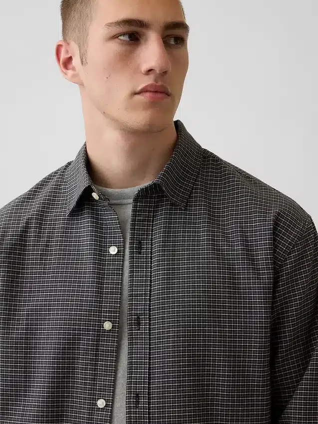 Relaxed Crop Straight-Hem Oxford Shirt