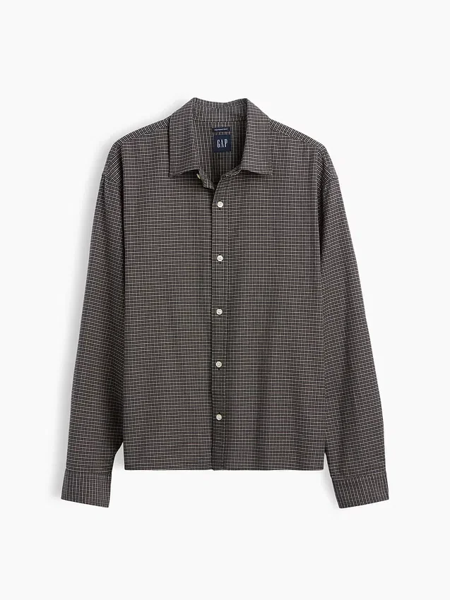 Relaxed Crop Straight-Hem Oxford Shirt