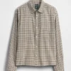 Relaxed Crop Straight-Hem Oxford Shirt