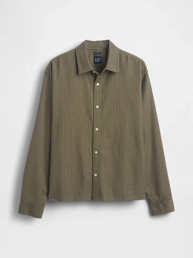 Relaxed Crop Straight-Hem Oxford Shirt