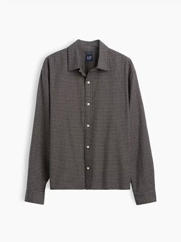Relaxed Crop Straight-Hem Oxford Shirt