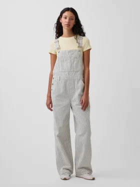 Relaxed Denim Stripe Overalls