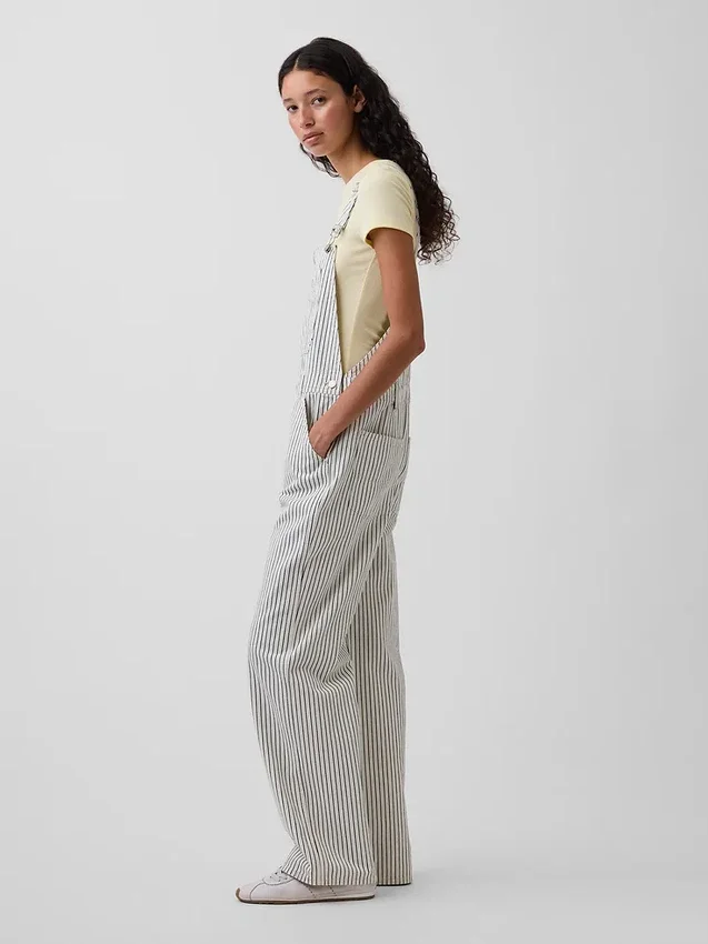 Relaxed Denim Stripe Overalls
