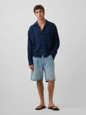 Relaxed Straight-Hem Seersucker Shirt