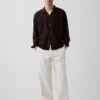 Relaxed Straight-Hem Seersucker Shirt