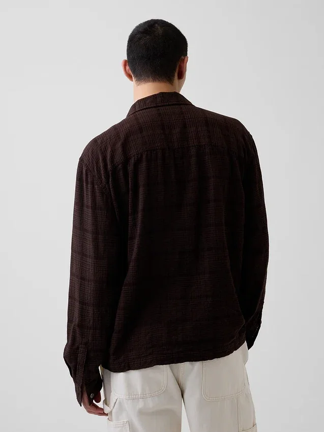 Relaxed Straight-Hem Seersucker Shirt