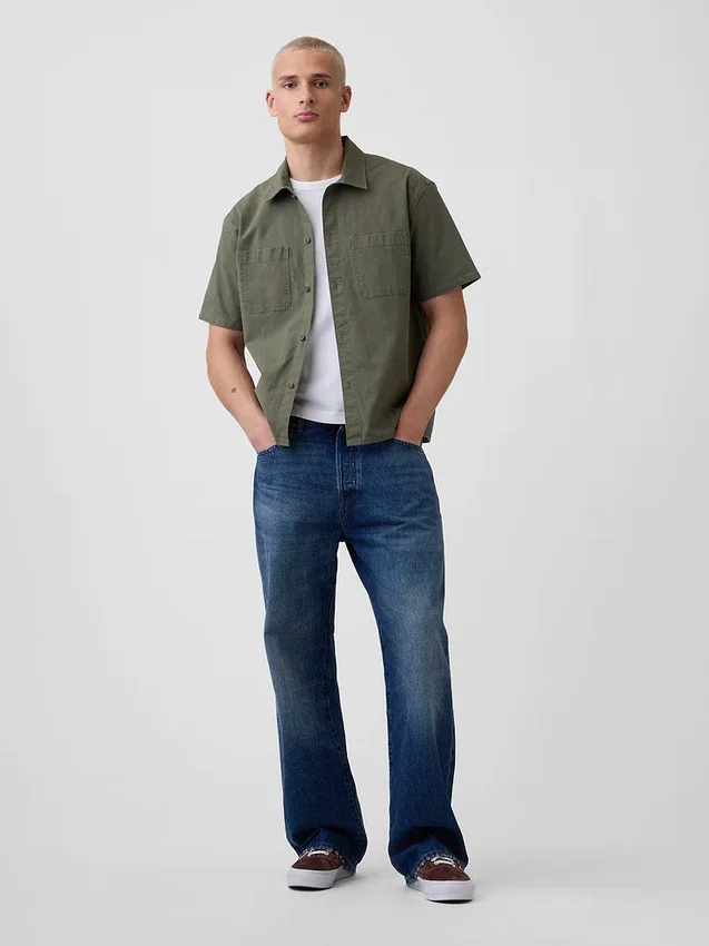 Relaxed Straight-Hem Utility Shirt