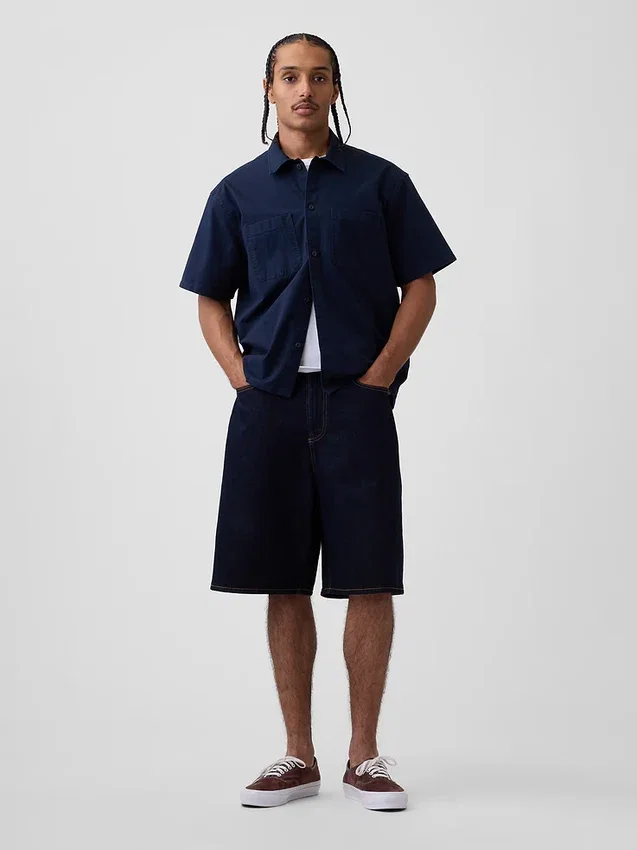 Relaxed Straight-Hem Utility Shirt